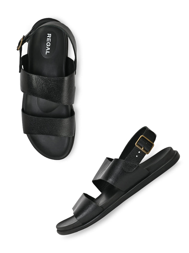 Regal Black Men Leather Sandals