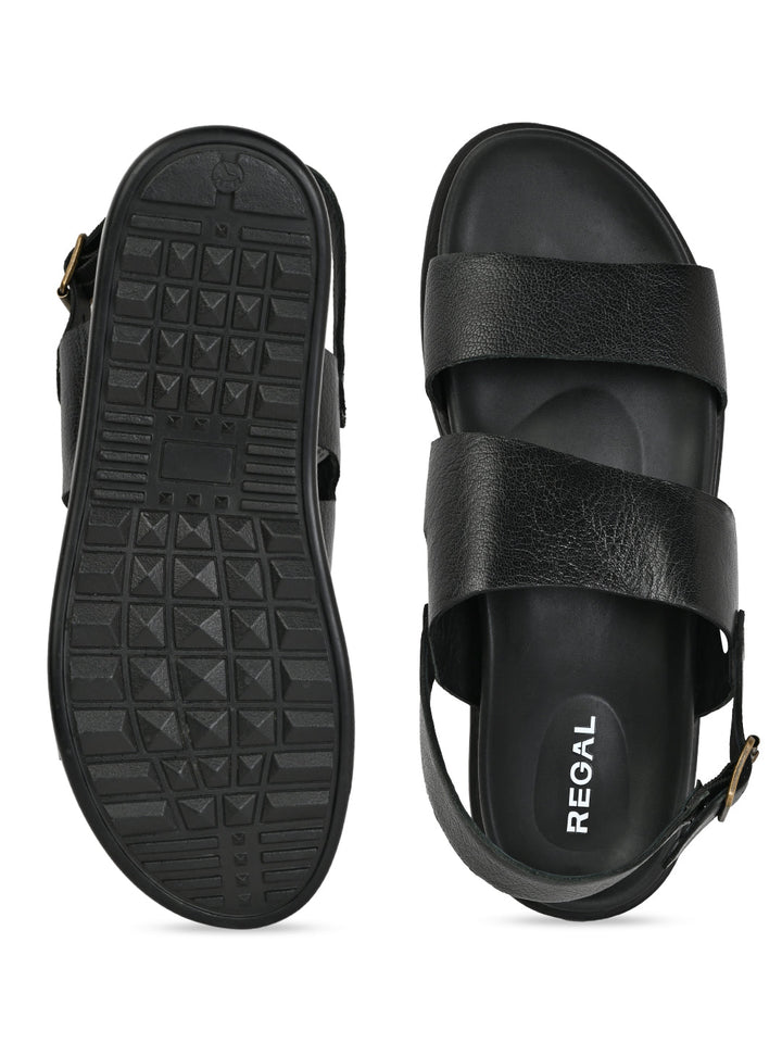 Regal Black Men Leather Sandals