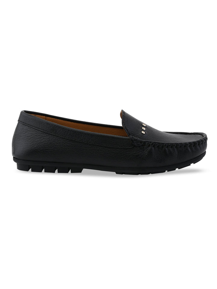 Empower By Rocia Black Women Leather Comfort Loafers