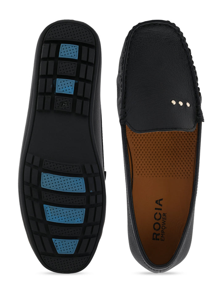 Empower By Rocia Black Women Leather Comfort Loafers