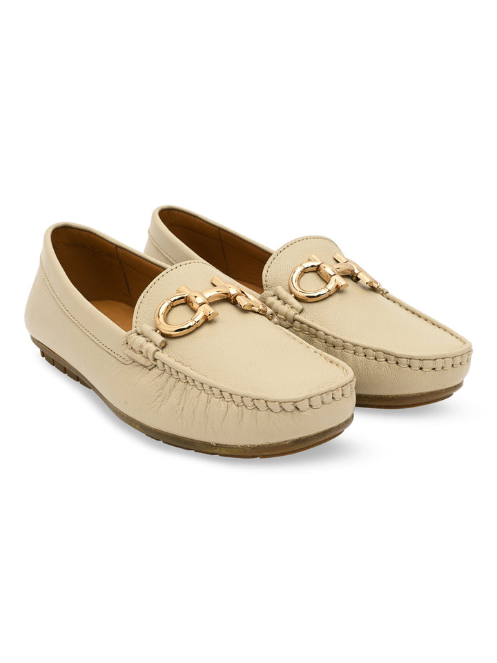 Empower By Rocia Beige Women Comfort Buckled Ballerinas