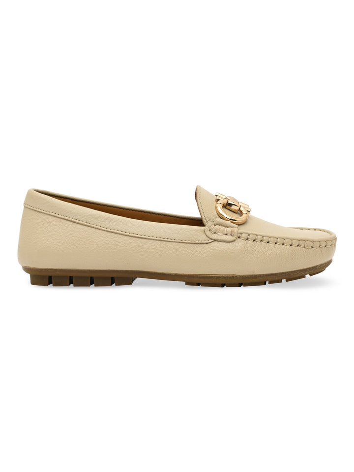 Empower By Rocia Beige Women Comfort Buckled Ballerinas