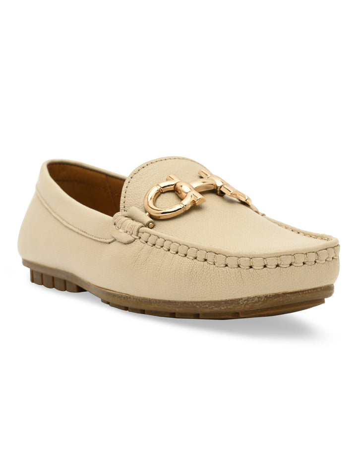 Empower By Rocia Beige Women Comfort Buckled Ballerinas
