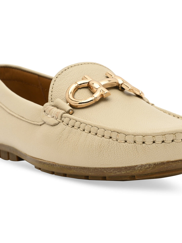 Empower By Rocia Beige Women Comfort Buckled Ballerinas