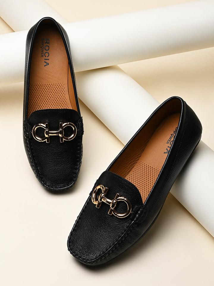 Empower By Rocia Black Women Comfort Buckled Ballerinas