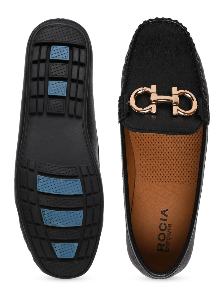 Empower By Rocia Black Women Comfort Buckled Ballerinas