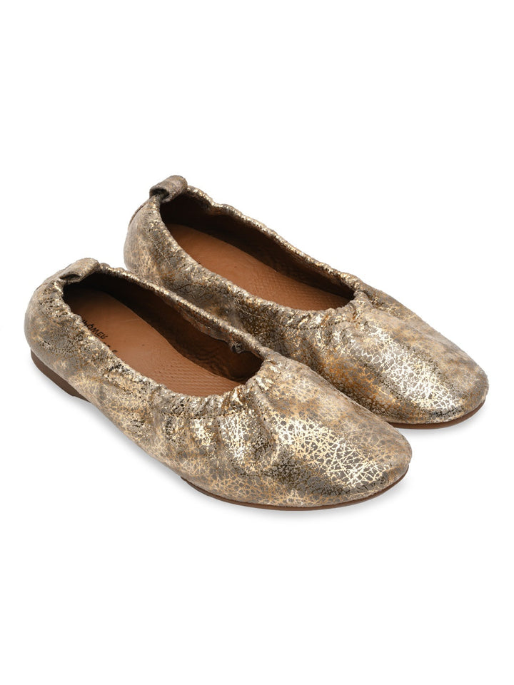 Empower By Rocia Gold Women Elasticated Ballerinas