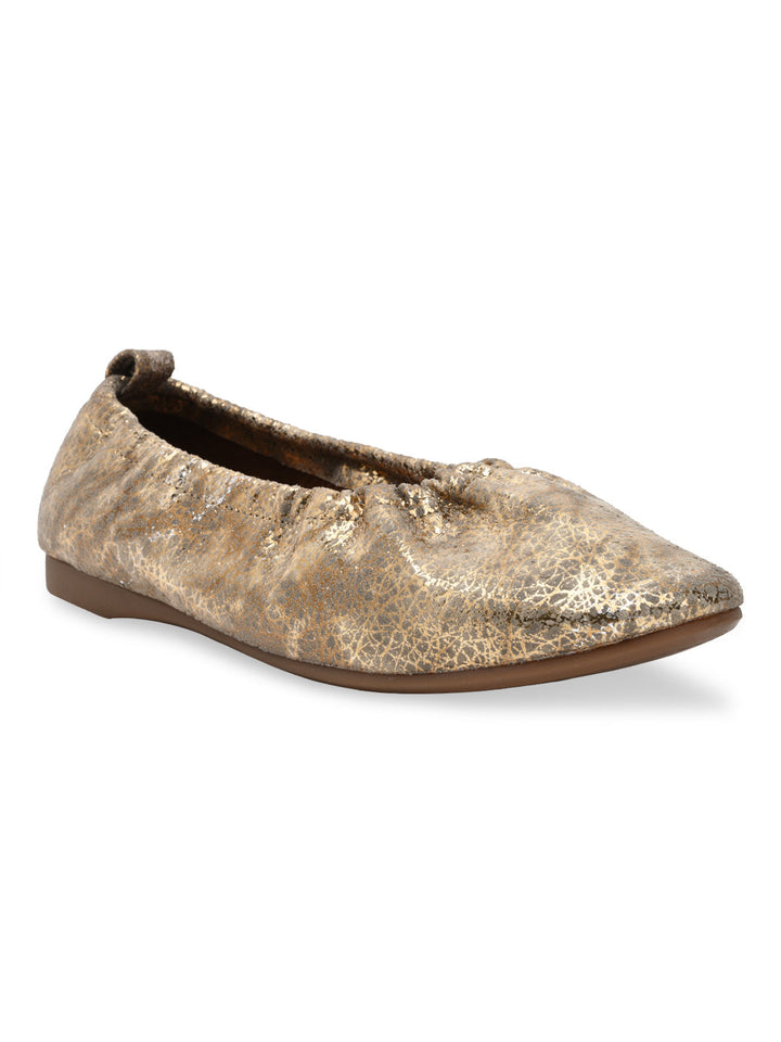 Empower By Rocia Gold Women Elasticated Ballerinas