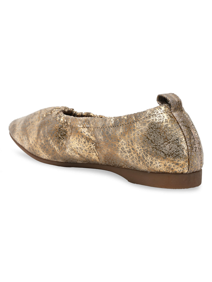 Empower By Rocia Gold Women Elasticated Ballerinas