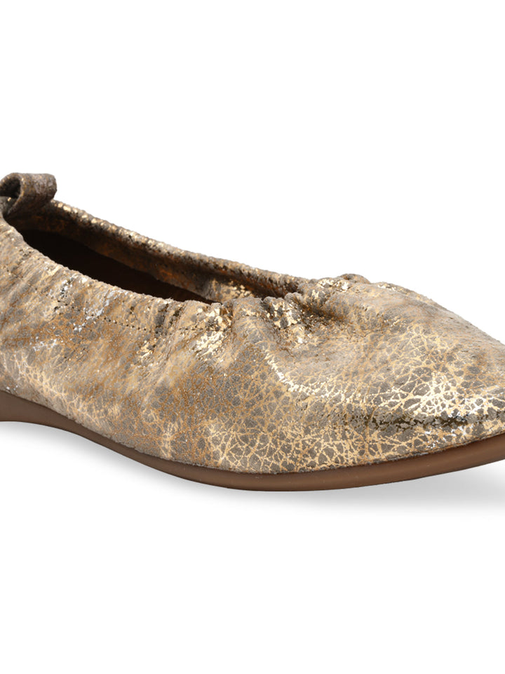 Empower By Rocia Gold Women Elasticated Ballerinas