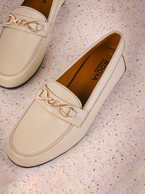 Empower By Rocia Beige Women Buckled Loafers
