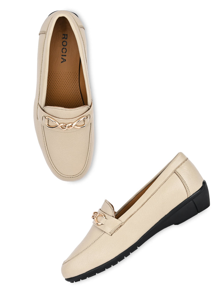 Empower By Rocia Beige Women Buckled Loafers