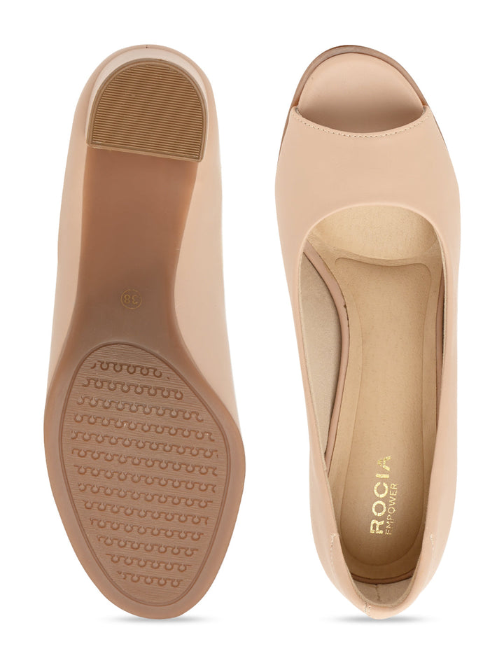 Empower By Rocia Beige Women Peep Toe Sandals