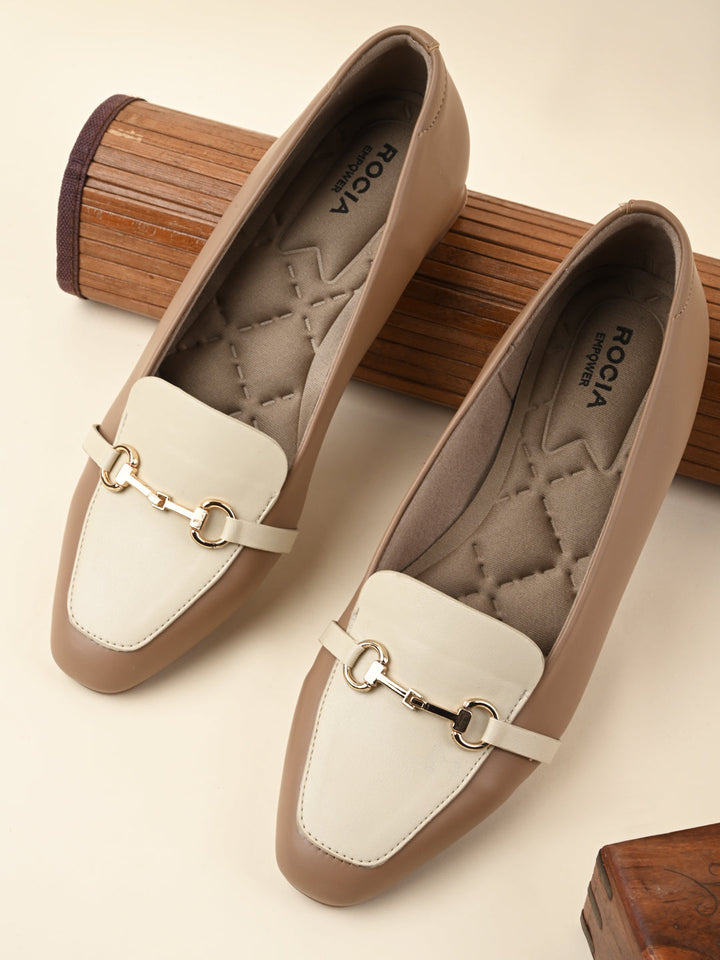 Empower By Rocia Taupe Women Buckled Work Wear Pumps