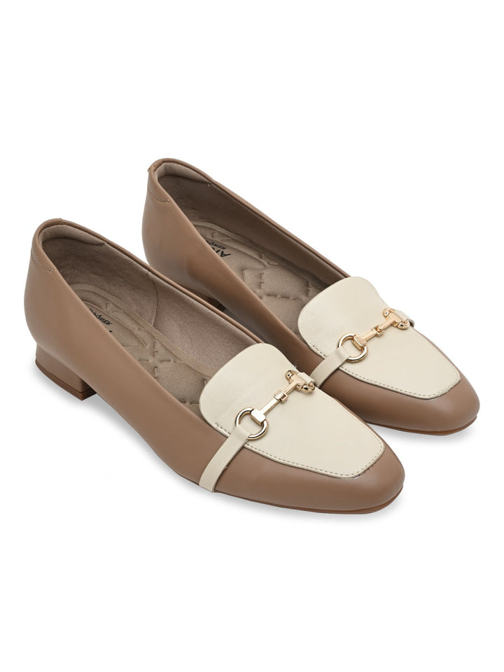 Empower By Rocia Taupe Women Buckled Work Wear Pumps