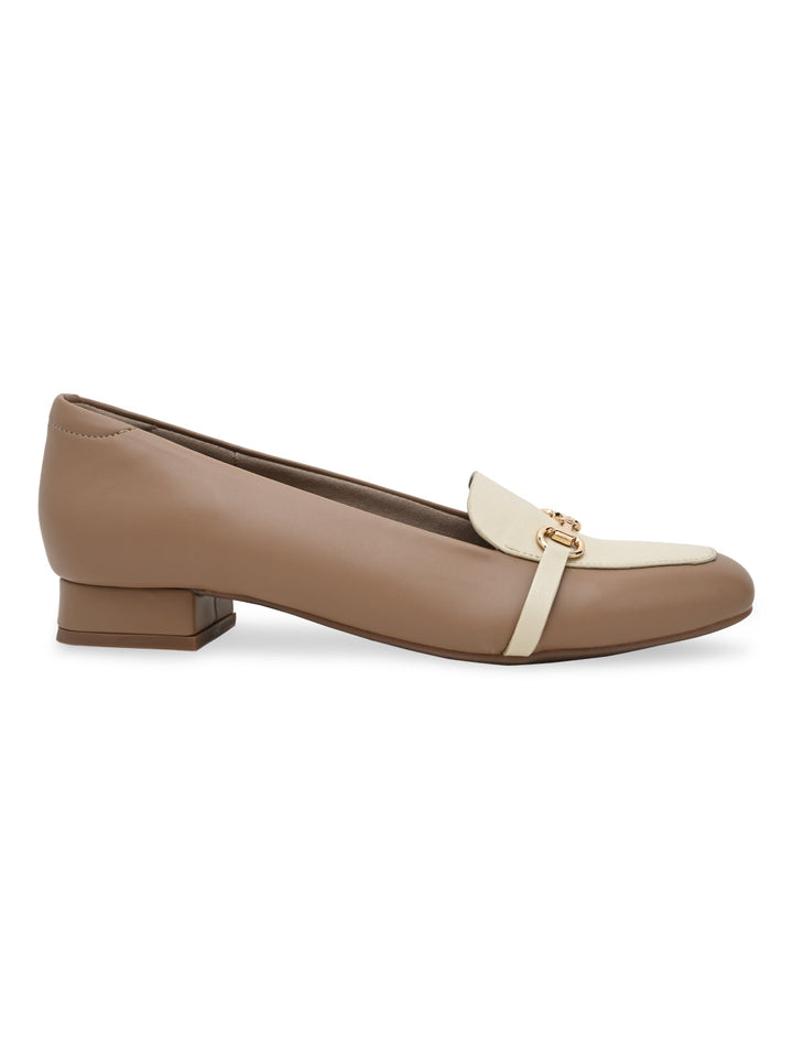 Empower By Rocia Taupe Women Buckled Work Wear Pumps