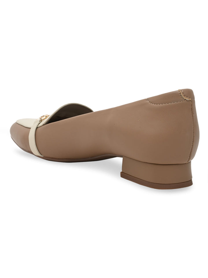 Empower By Rocia Taupe Women Buckled Work Wear Pumps