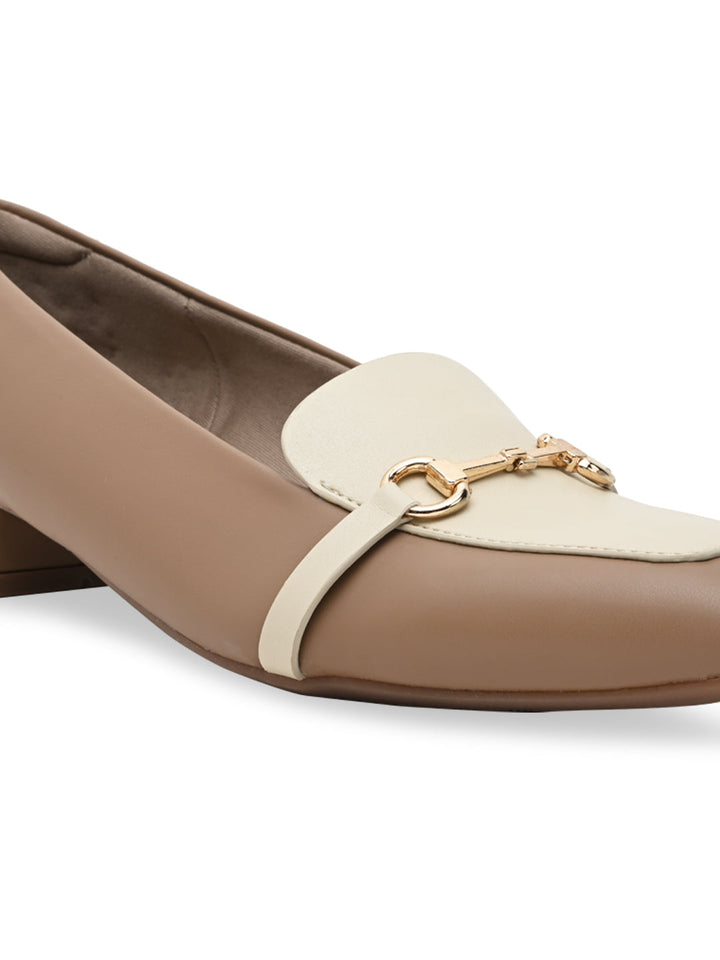 Empower By Rocia Taupe Women Buckled Work Wear Pumps