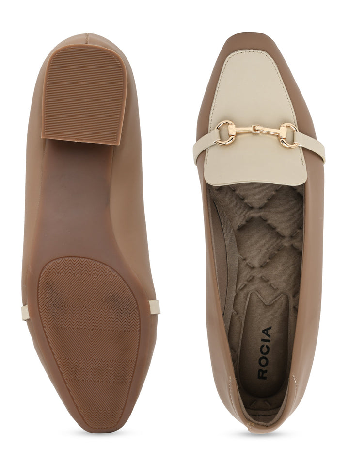 Empower By Rocia Taupe Women Buckled Work Wear Pumps