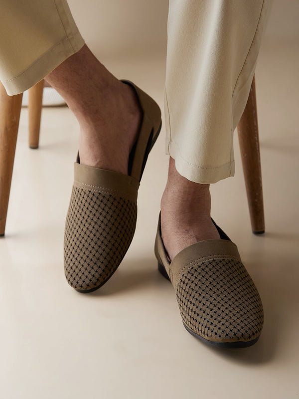 Regal Chickoo Mens Laser Cut Suede Casual Slip Ons