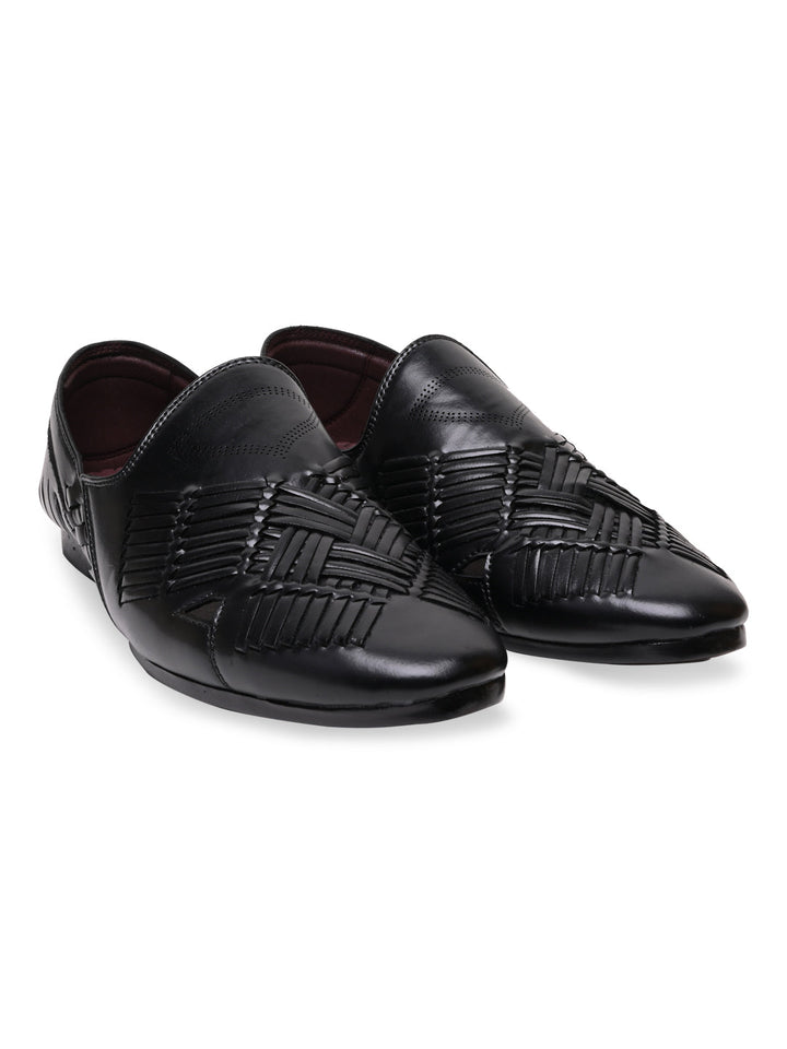 Regal Black Men Ethnic Woven Juttis