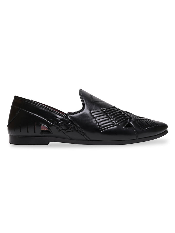 Regal Black Men Ethnic Woven Juttis