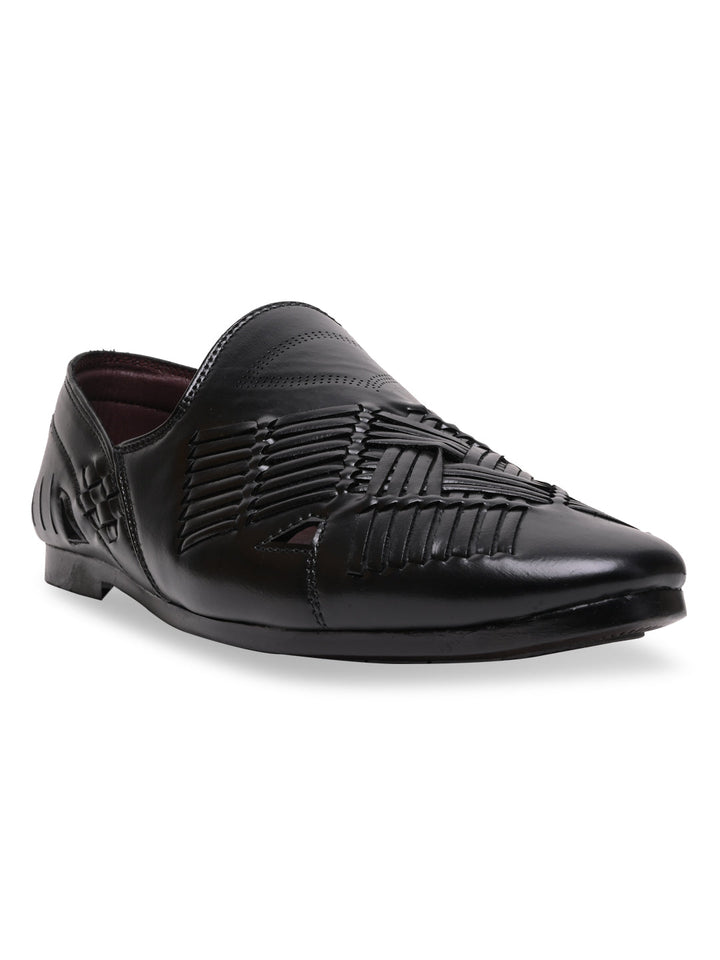 Regal Black Men Ethnic Woven Juttis