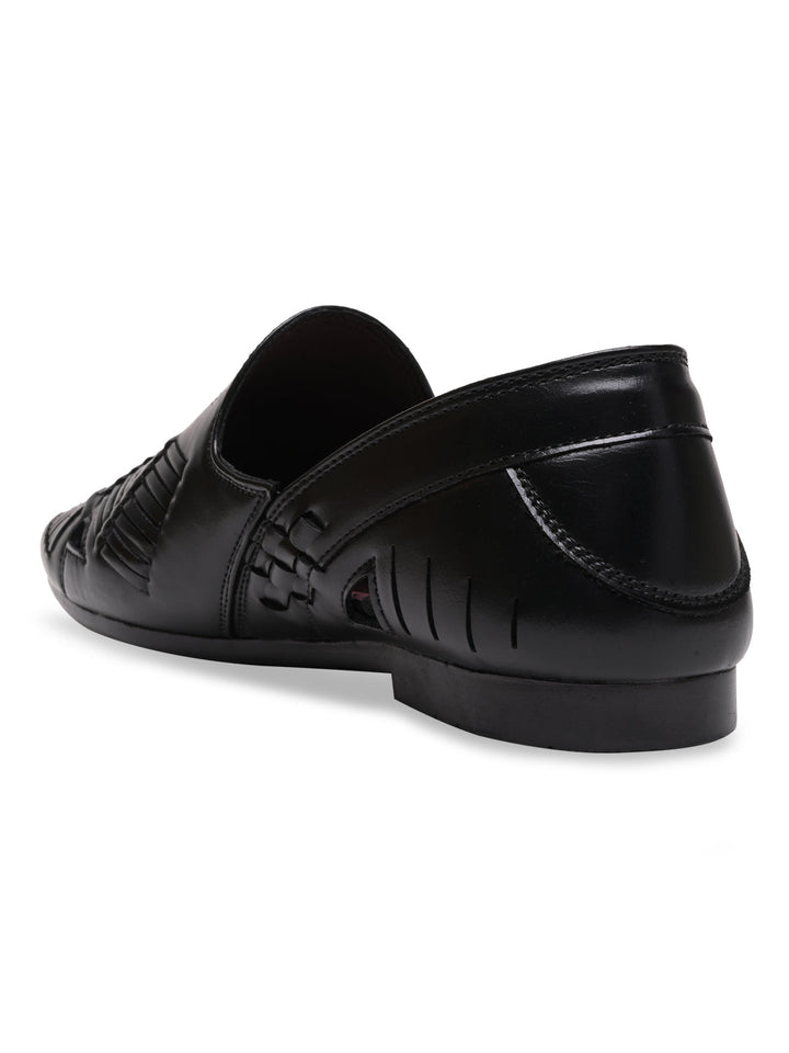 Regal Black Men Ethnic Woven Juttis