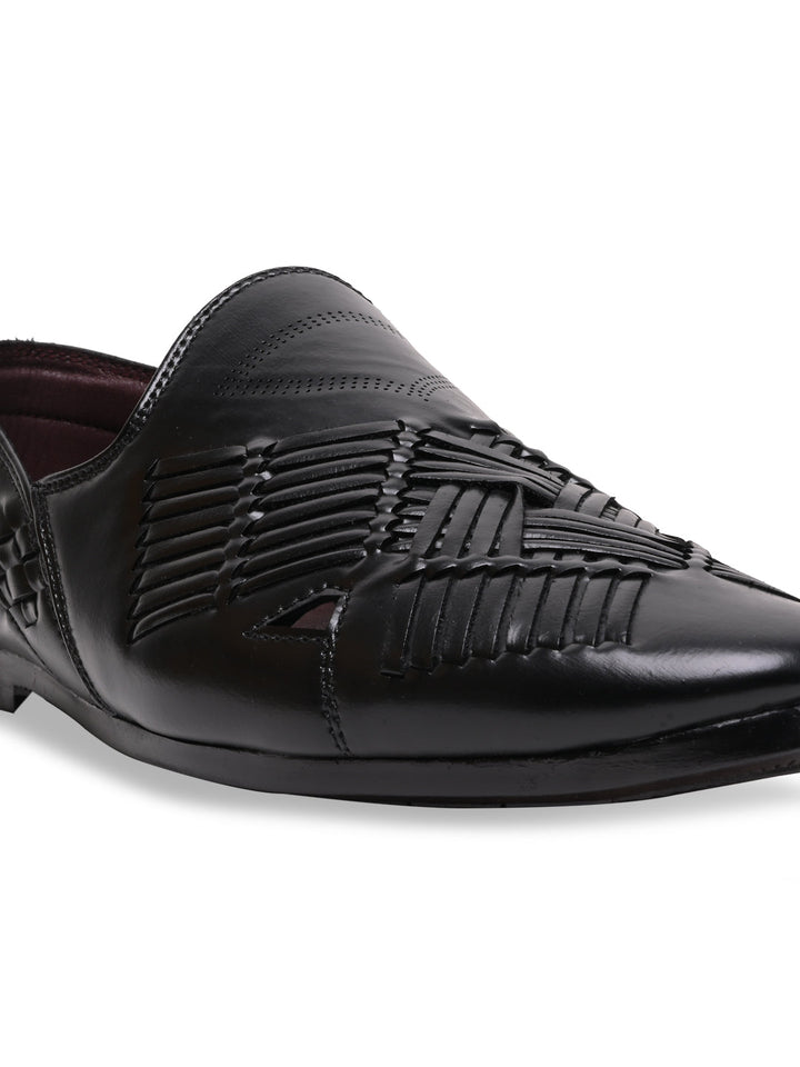 Regal Black Men Ethnic Woven Juttis