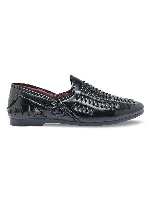Regal Black Men Ethnic Slip Ons