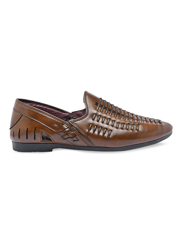 Regal Brown Men Ethnic Slip Ons
