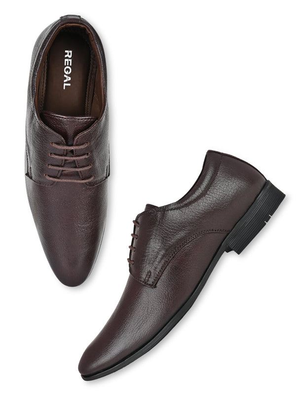 Regal Cherry Men Textured Leather Lace Ups