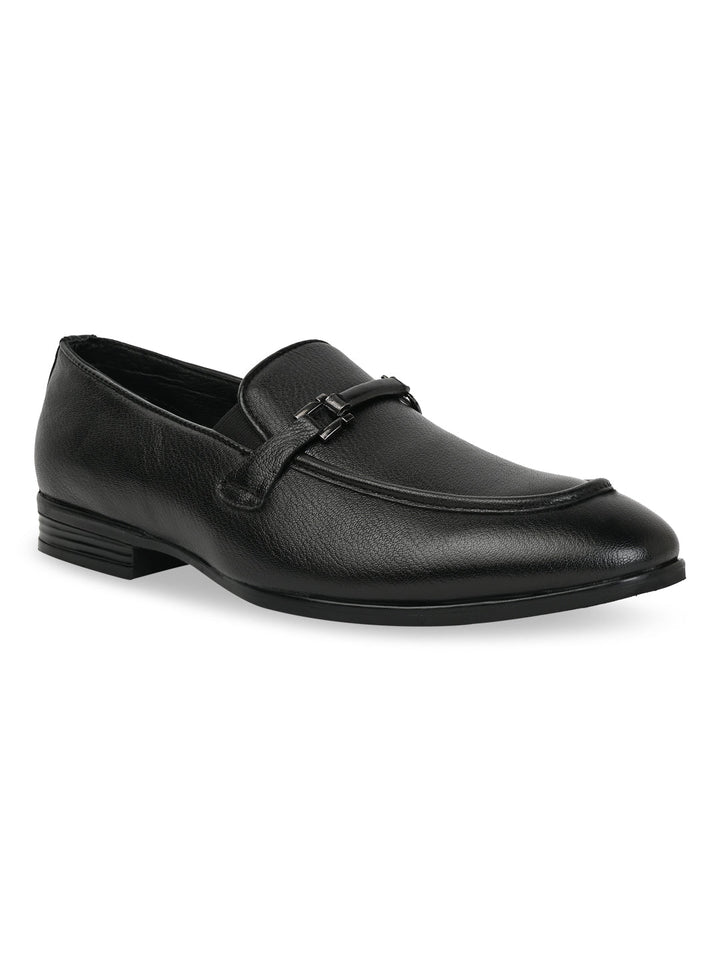 Regal Black Men Leather Formal Slip Ons