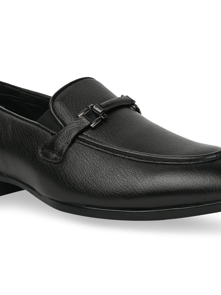 Regal Black Men Leather Formal Slip Ons