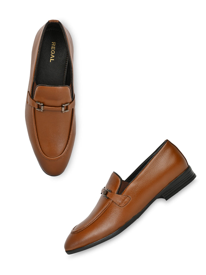 Regal Brown Men Leather Formal Slip Ons
