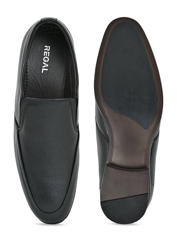 Regal Black Men Leather Slip Ons