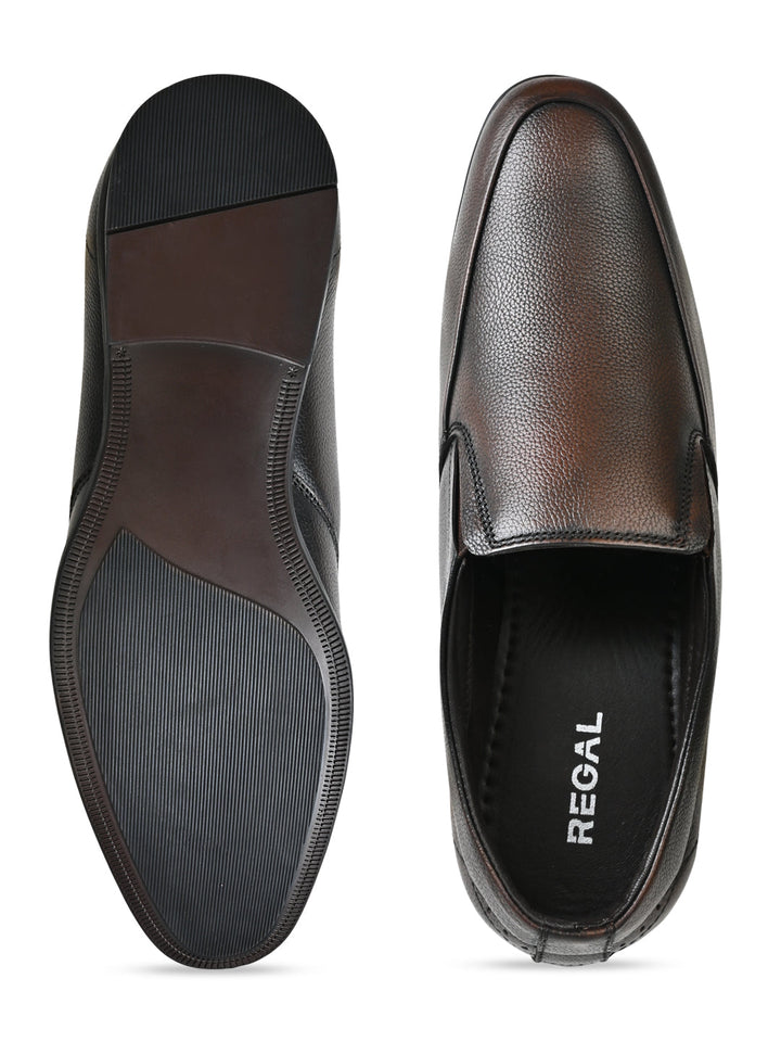 Regal Brown Men Leather Slip Ons