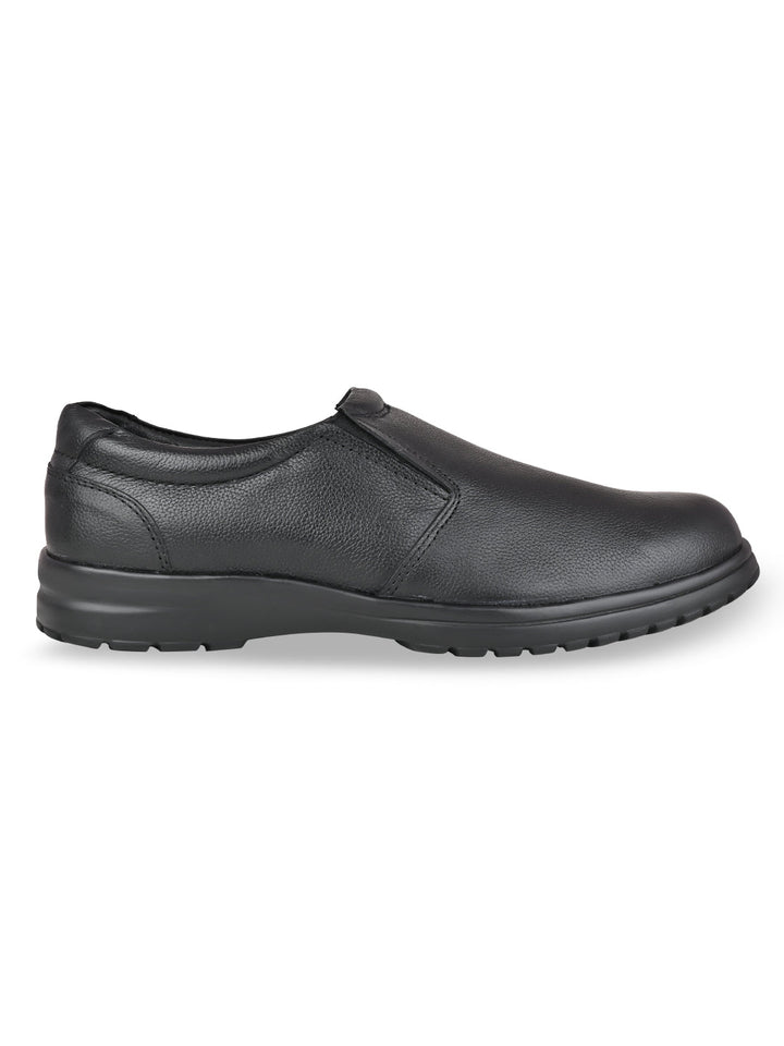 Regal Black Men Leather Slip Ons