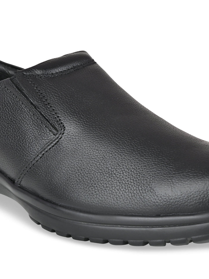 Regal Black Men Leather Slip Ons