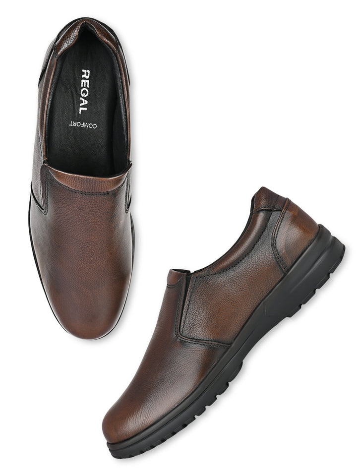 Regal Brown Men Leather Slip Ons