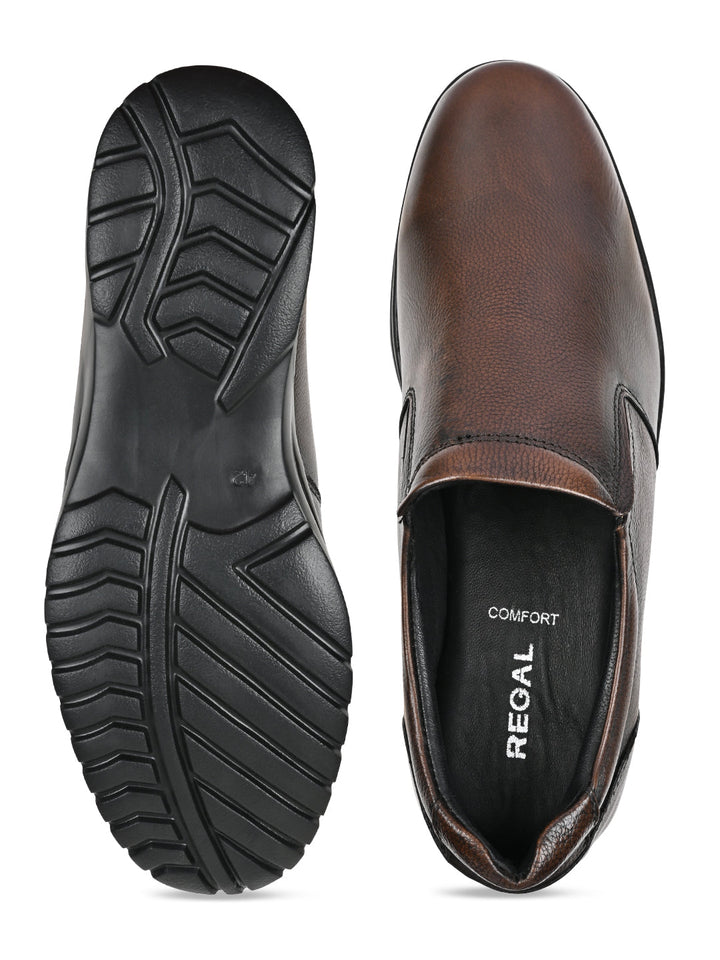 Regal Brown Men Leather Slip Ons