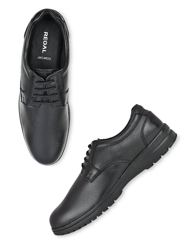 Regal Black Men Leather Casual Lace Ups