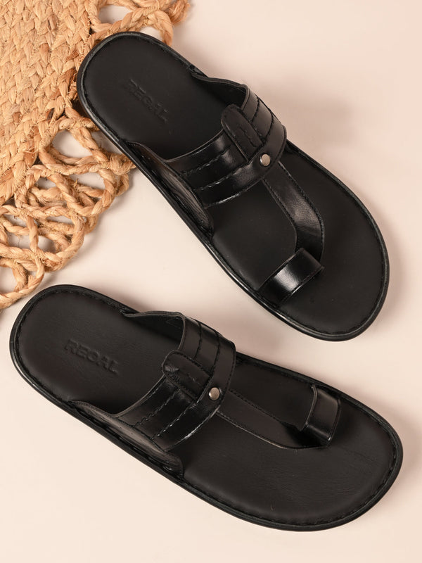 Regal Black Men Casual Kolhapuris