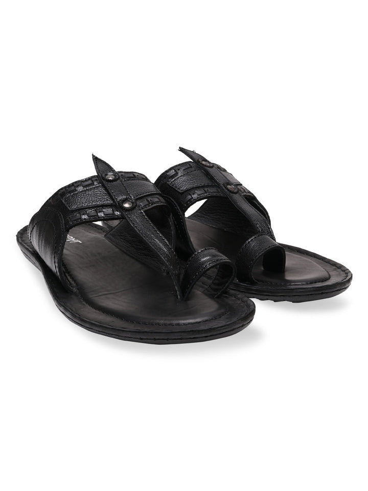 Regal Black Men Casual Leather Kolhapuris