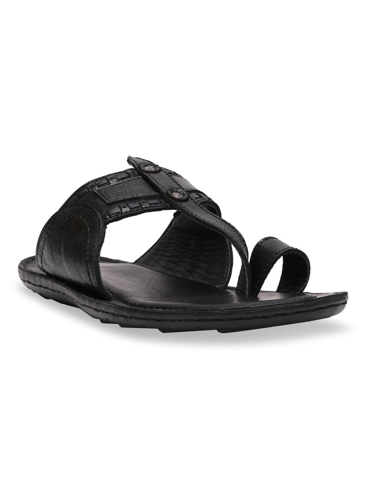 Regal Black Men Casual Leather Kolhapuris