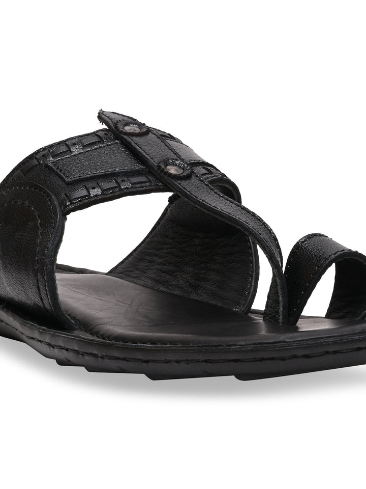 Regal Black Men Casual Leather Kolhapuris