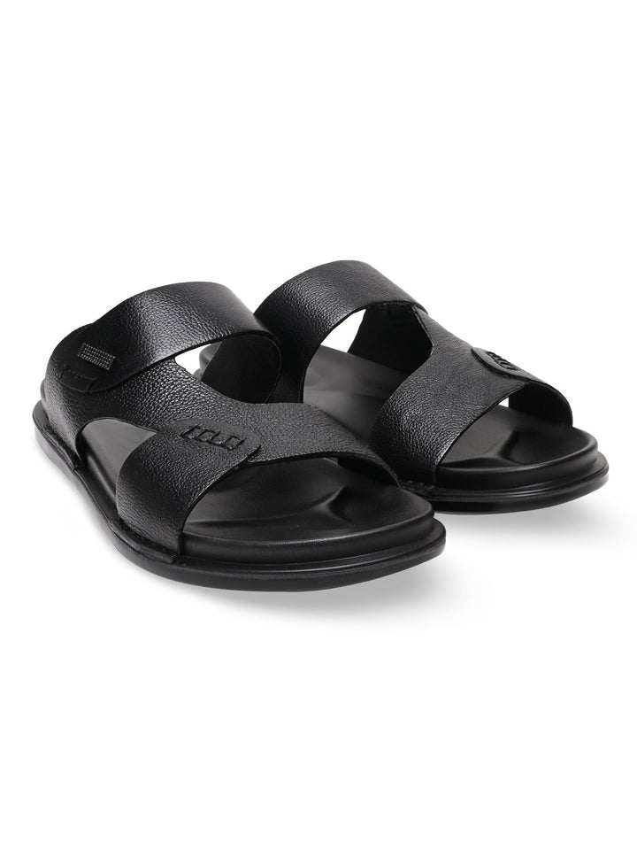 Regal Black Men Casual Drymill Leather Sandals