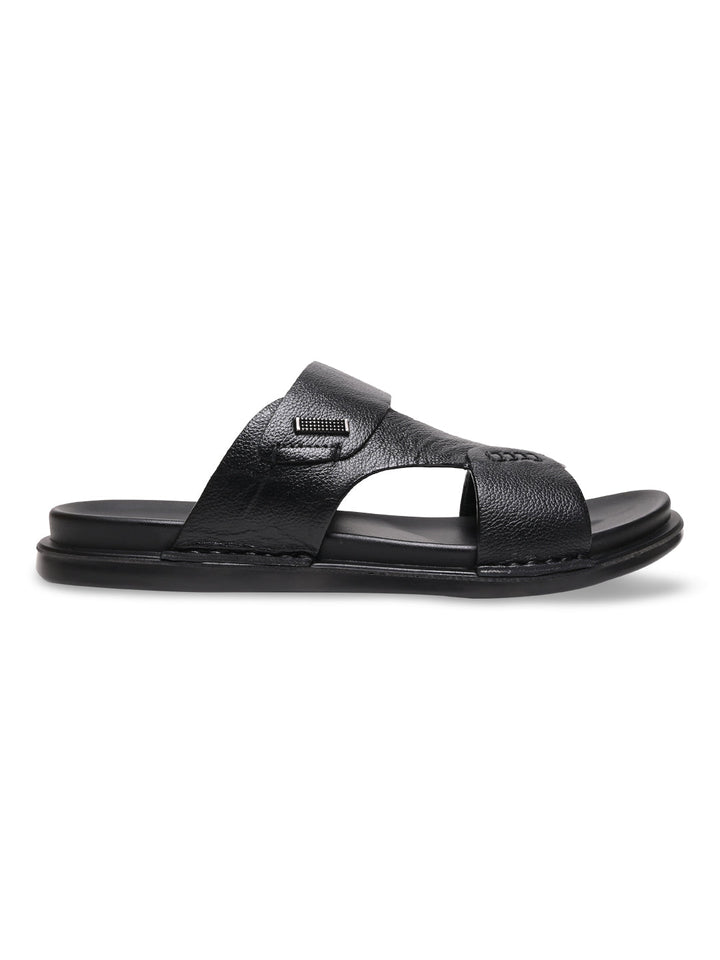 Regal Black Men Casual Drymill Leather Sandals
