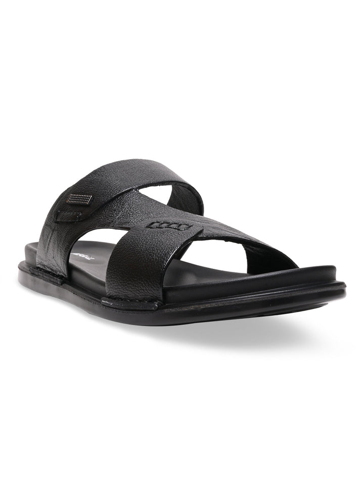 Regal Black Men Casual Drymill Leather Sandals