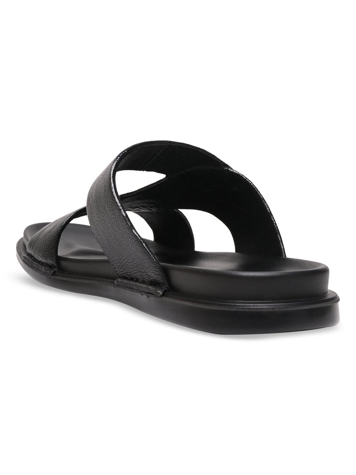 Regal Black Men Casual Drymill Leather Sandals